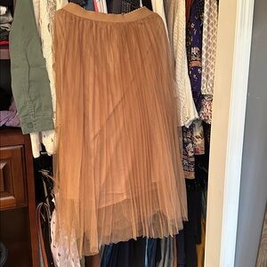 Elegant Tulle Tan Pleated Skirt